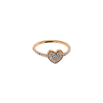 RUEDESMILLE | Anello Cuore Zirconi Bianchi Argento Giallo - immagine 3