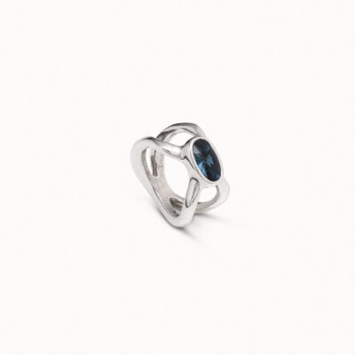 UNODE50 | Anello Guardian Argento Cristallo Blu