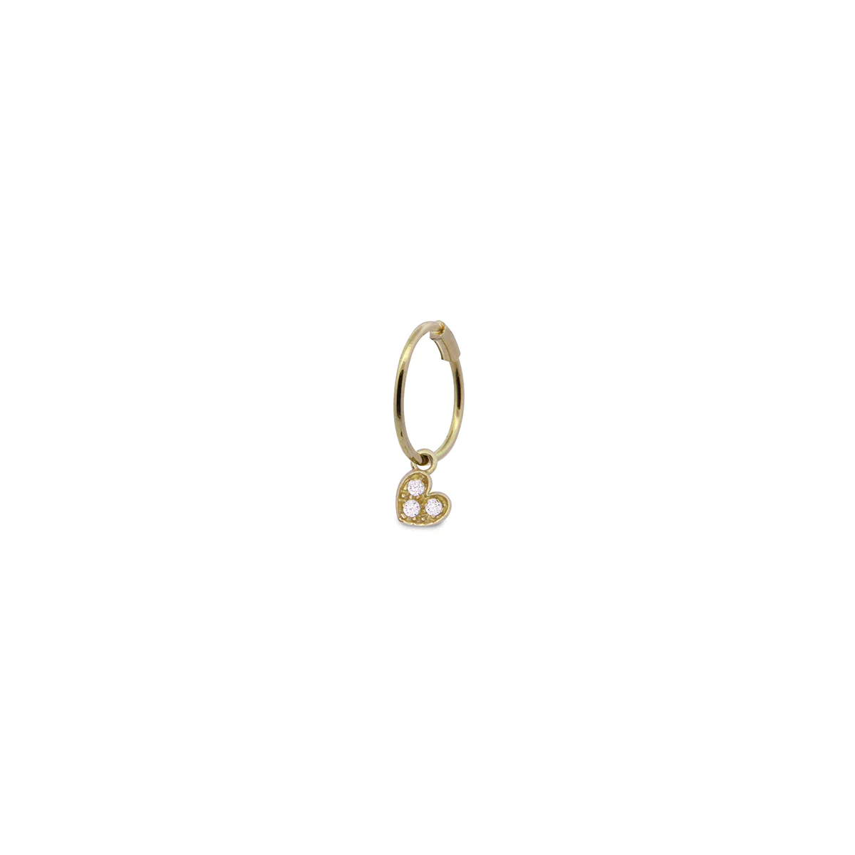 RUEDESMILLE | Mono Orecchino Cerchio Mini Hoop Cuore e Diamanti oro 18Kt