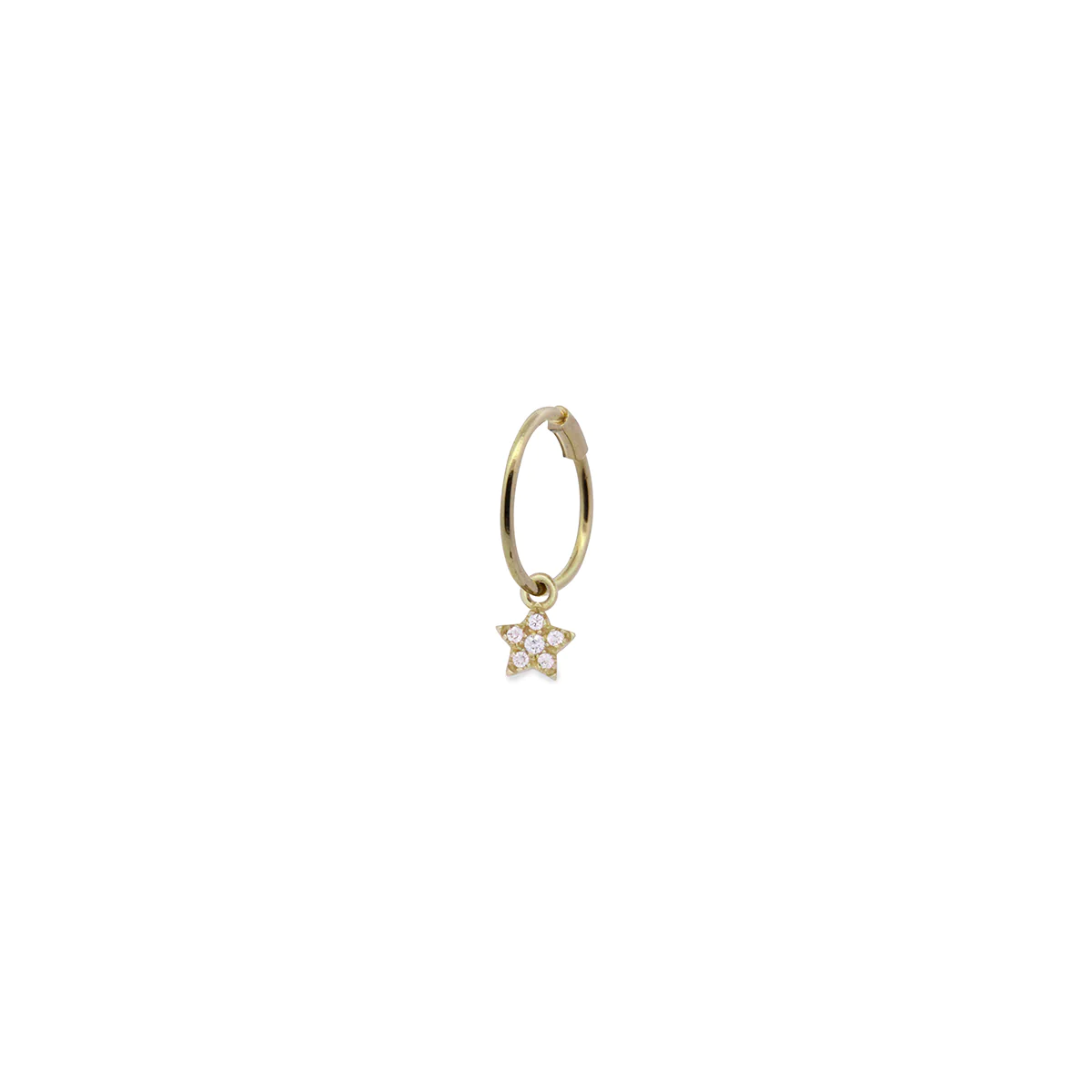 RUEDESMILLE | Mono Orecchino Cerchio Mini Hoop Stella e Diamanti oro 18Kt