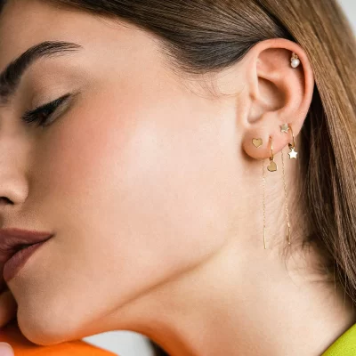 RUEDESMILLE | Mono Orecchino Cerchio Mini Hoop Stella oro 18Kt - immagine 2