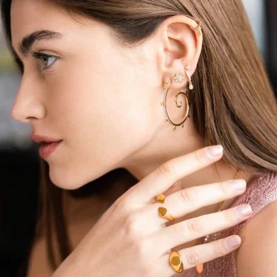 RUEDESMILLE | Anello Double Drop Liscio Oro Giallo - immagine 3