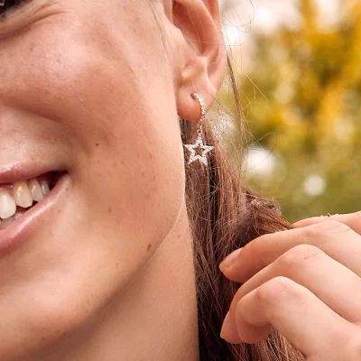 RUEDESMILLE | Mono-Orecchino Fascetta Zirconi Stella Traforata Oro Giallo - immagine 2