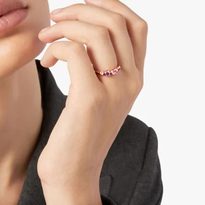 DODO | Anello Bollicine con Zaffiro Rosa, Rubino e Ametista - immagine 3