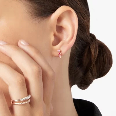 DODO | Orecchino Bollicine Oro Rosa con Zaffiro Rosa, Rubino e Ametista - immagine 4