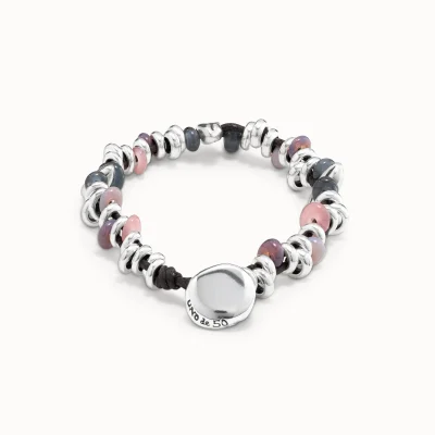 UNODE50 | Bracciale in cuoio placcato argento con cristalli multicolori PUL1615 - immagine 2