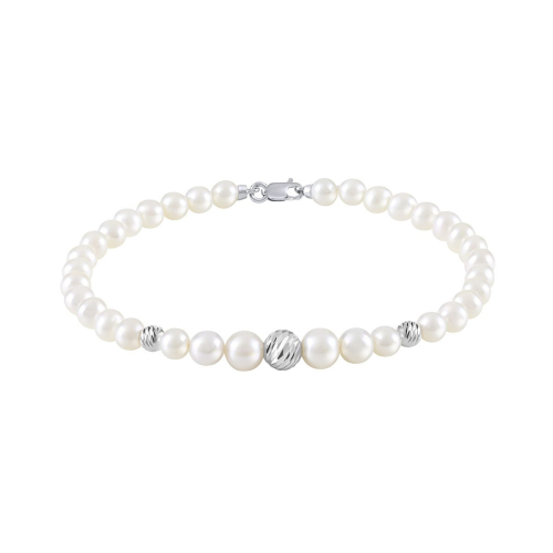 BLISS GIOIELLI | BRACCIALE IN ORO BIANCO E PERLE CON TRE SFERE IN ORO BIANCO