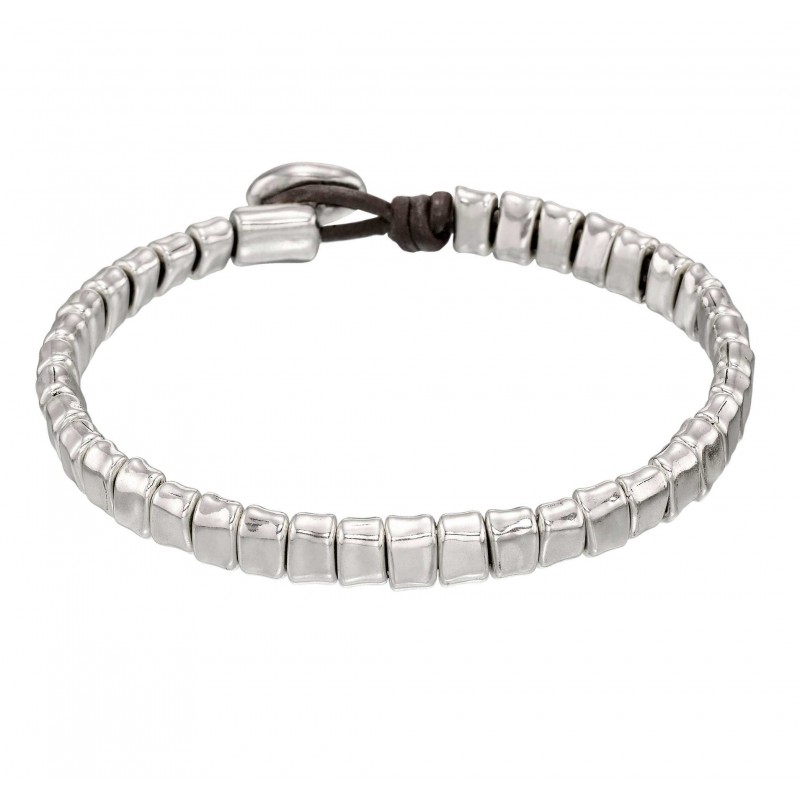 UNODE50 | BRACCIALE GRAPPING CUOIO ARGENTO - PUL1334