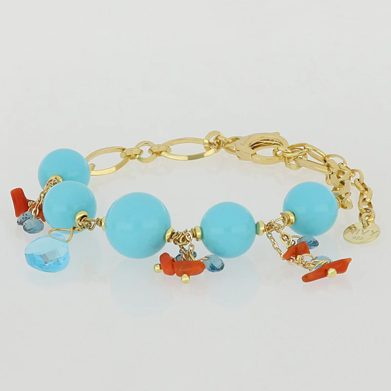 NIVY| BRACCIALE ESTIVO PIETRE TURCHESI E CORALLO