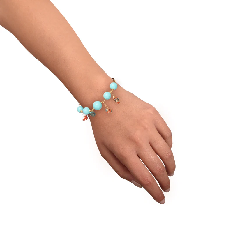 NIVY| BRACCIALE ESTIVO PIETRE TURCHESI E CORALLO - immagine 2