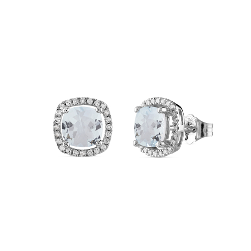 BLISS GIOIELLI | ORECCHINI IN ORO BIANCO CON DIAMANTI E ACQUAMARINA